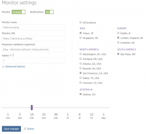 monitor settings in new relic synthetics