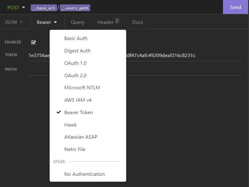 Select the type of authorization required